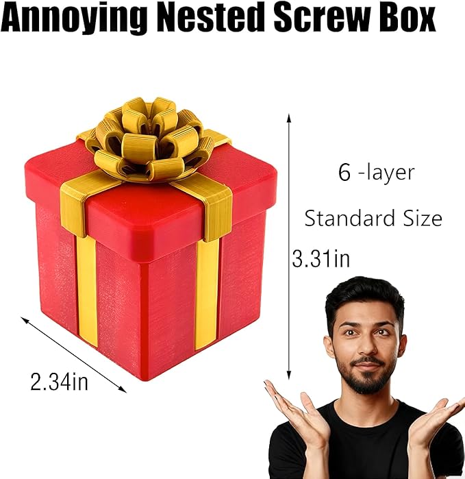 Gotcha Box Annoying Nested Screw Gift Box, Funny Prank Gift Box with