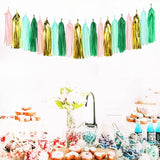 Sage-Green Pink-Gold Party-Decorations Tassel Garland - 20pcs