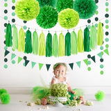 Green Party Decorations Tissue Pom Poms 23pcs St Patricks Day Paper