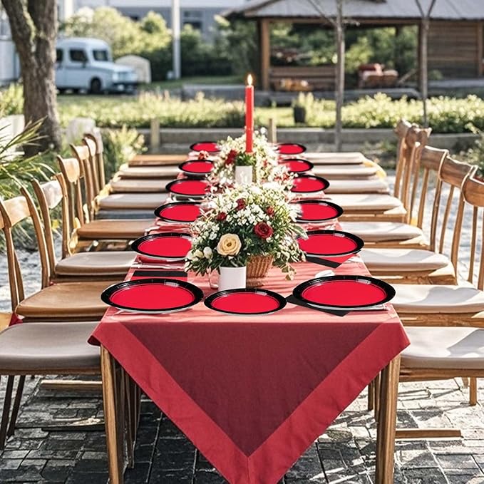 96Pcs Red and Black Party Decorations Valentine's Day Red and Black