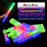 Party City 48pk LED Foam Glow Sticks 14”- Glow in the Dark Party