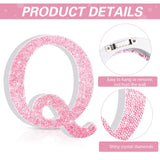 Qunclay Pink Crystal Diamond Letter Wall Decor, Glitter Wooden Bling