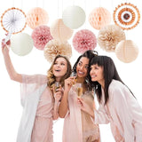 Pink Champagne Beige Rose Gold Boho Party Decorations 14Pcs Women