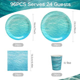 96Pcs Ocean Waves Plates Party Supplies Under the Sea Paper Plates