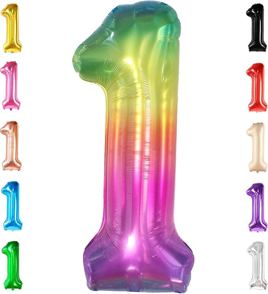 KatchOn, Giant Rainbow 1 Balloon Number - 40 Inch | Tie Dye Balloons