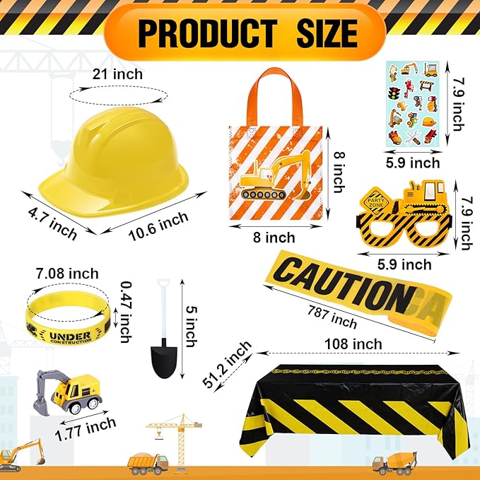 148 Pcs Construction Birthday Party Supplies Include 12 Construction