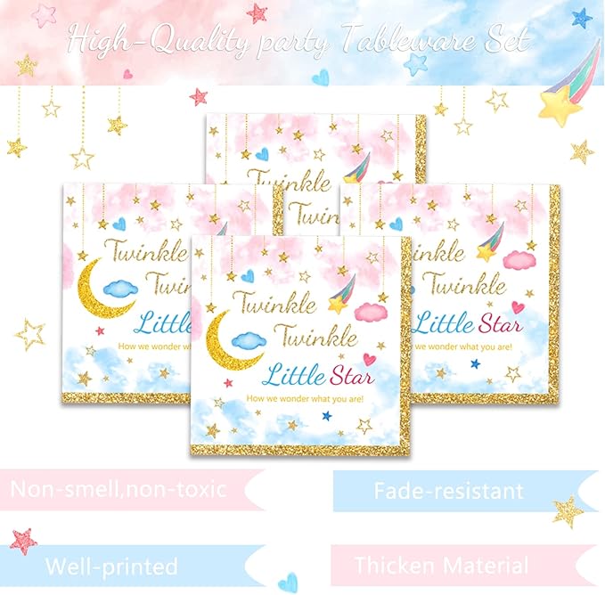 96Pcs Twinkle Twinkle Little Star Gender Reveal Party Supplies