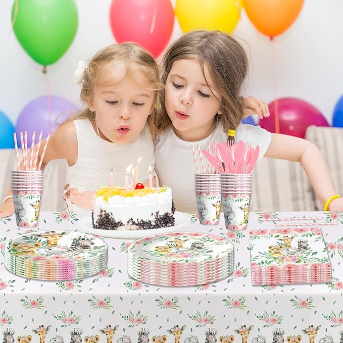 Safari Birthday Decorations Tableware Girl Jungle Theme Party