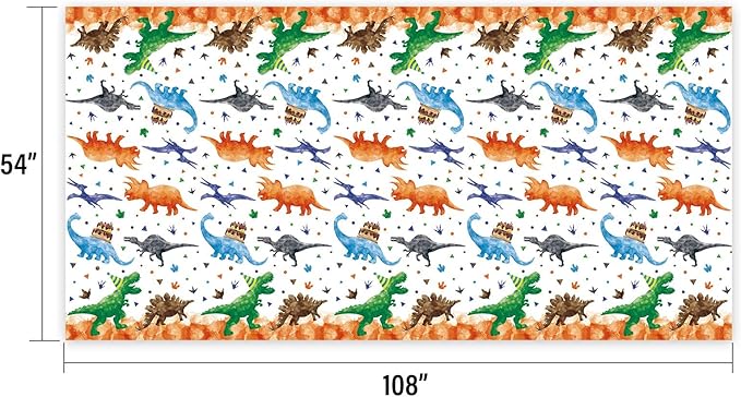 WERNNSAI 4 PCS Dinosaur Tablecloth - Dinosaur Birthday Decorations