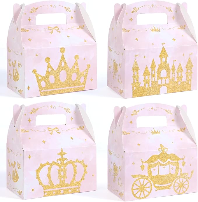 WERNNSAI 12 Pack Princess Candy Boxes - Pink Princess Birthday Party