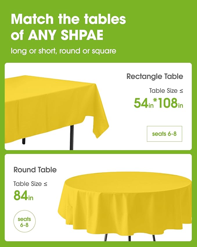 Pureegg Plastic Table Cloth Disposable 10 Pack, 54 x 108 Inch Table Cl