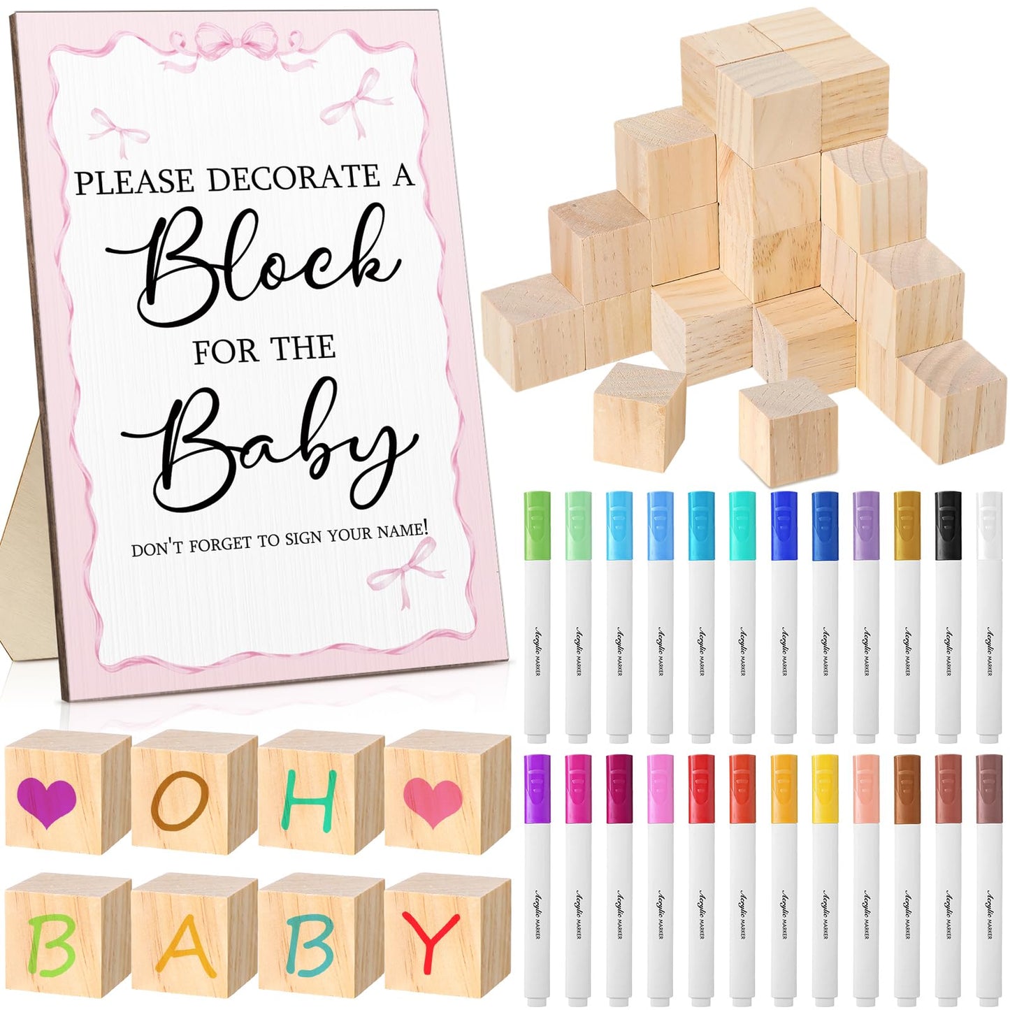 Tatuo 75 Pcs Baby Shower Block Games Here Comes The Son Baby Shower