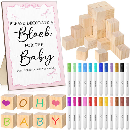 Tatuo 75 Pcs Baby Shower Block Games Here Comes The Son Baby Shower