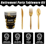 168 Pcs Retirement Party Supplies, Black Gold Happy Retirement Party