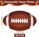 50 PCS Football Plates Football Party Plates Football Shaped