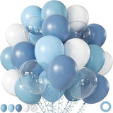 60Pcs Dusty Blue Balloons, 60Pcs 12 Inch Blue and White Balloons with