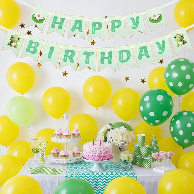 Green Princess Party Supplies 8.2ft Happy Birthday Banner Signs