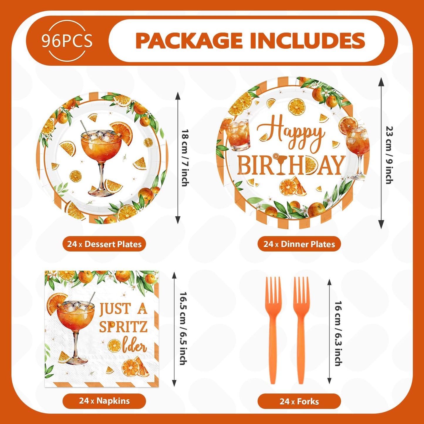 Greencian 96 Pcs Spritz Birthday Party Decorations Just a Spritz Older