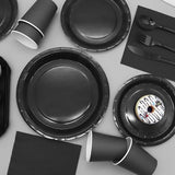 168pcs Black Paper Plates and Napkins for Halloween Birthday