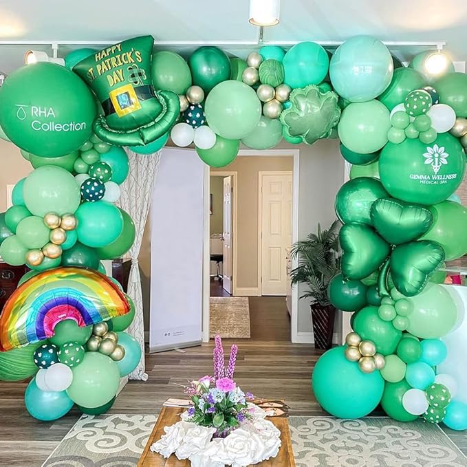 St Patrick's Day Decorations 128pcs Green Balloon Arch Garland Kit
