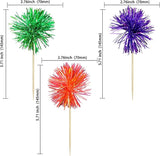 Gyufise 30Pcs Foil Firework Cupcake Toppers Sparkle Tinsel Cake #23