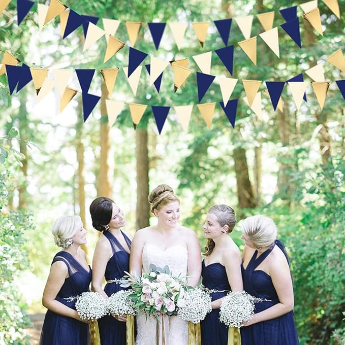 30Ft Navy Blue Gold and Beige Party Decorations Royal Blue Gold