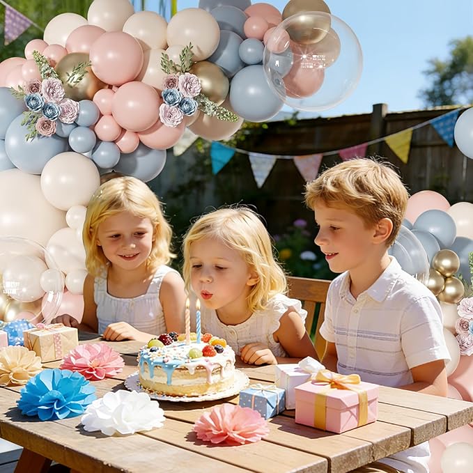 Gender Reveal Balloon Garland Arch Kit 126Pcs Pink Blue Sand White