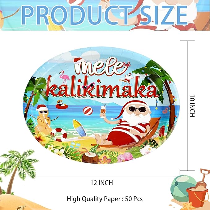 50Pcs Summer Christmas Party Supplies 10” x 12” Tropical Hawaiian