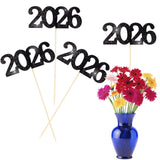 12 Pieces Glitter 2026 Centerpiece Sticks Black Double Sided 2026