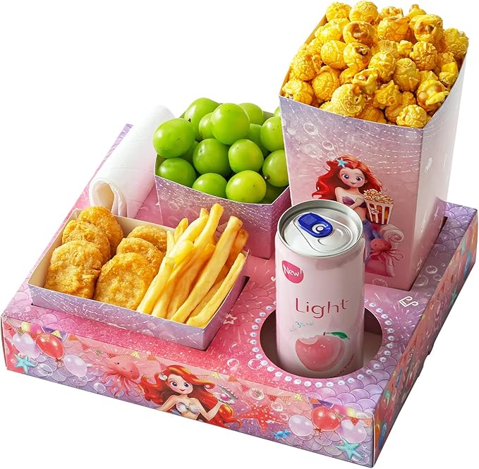 Movie Night Snack Trays 120 PCS Include 20 Mermaid Party Snack Trays
