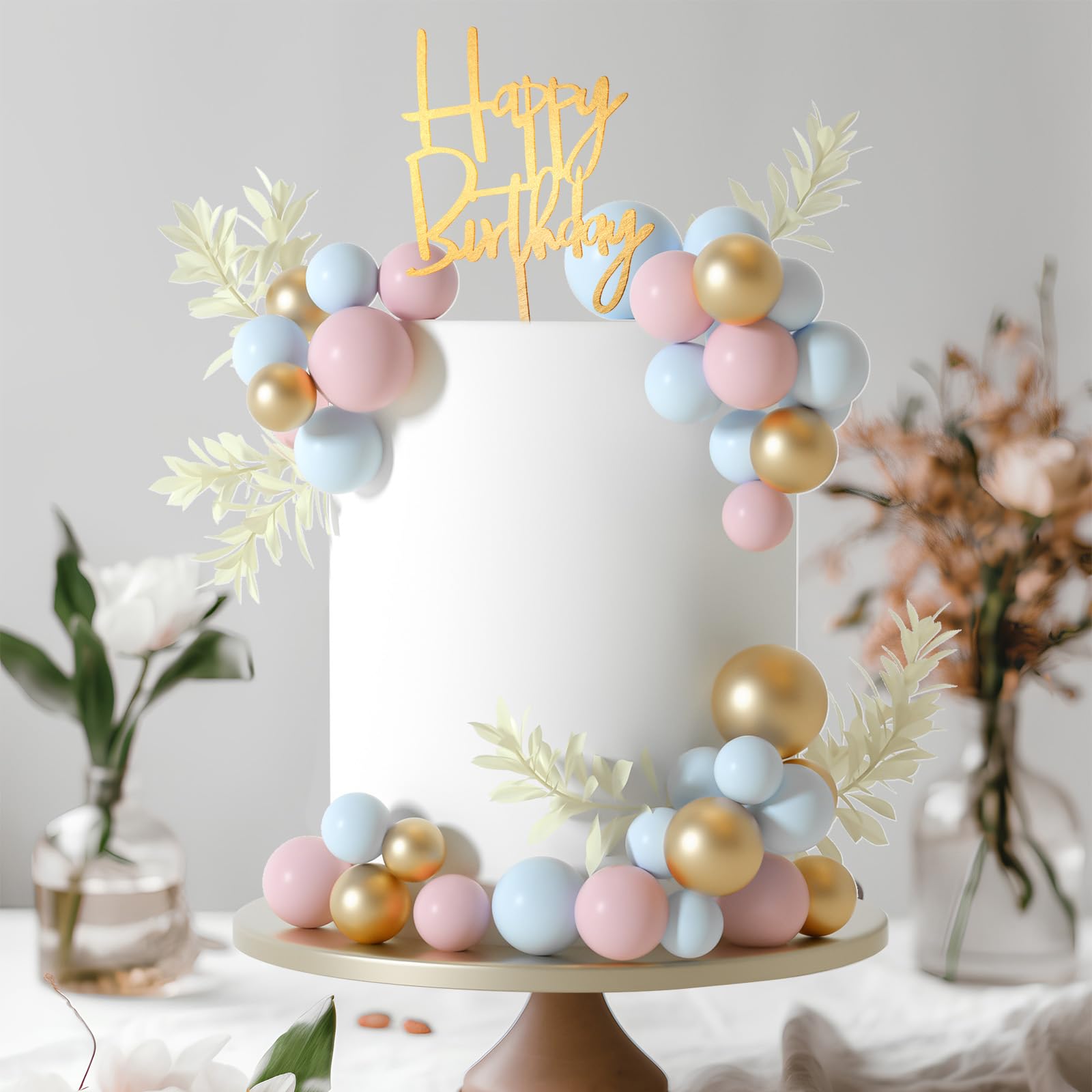 MIAHART Ball Cake Toppers Boho Grass Cake Topper Ball Cake Insert