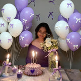 Purple Bow Birthday Decorations, Purple Happy Birthday Banner with