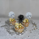 Gyufise 30Pcs Foil Firework Cupcake Toppers Sparkle Tinsel Cake #18