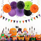 Black Purple Orange Green Halloween Party Decorations 20pcs Paper