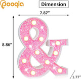 Pooqla LED Marquee Letter Lights, Light Up Pink Letters Glitter #12