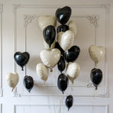 Black White Heart Balloons, 19PCS Black and Cream White Heart Shape