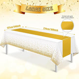 3Pcs White and Gold Tablecloth Party Decorations,Plastic White Table