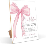 Pink Bow Theme Wooden Wedding Signs Bubble Send Off Sign Bridal