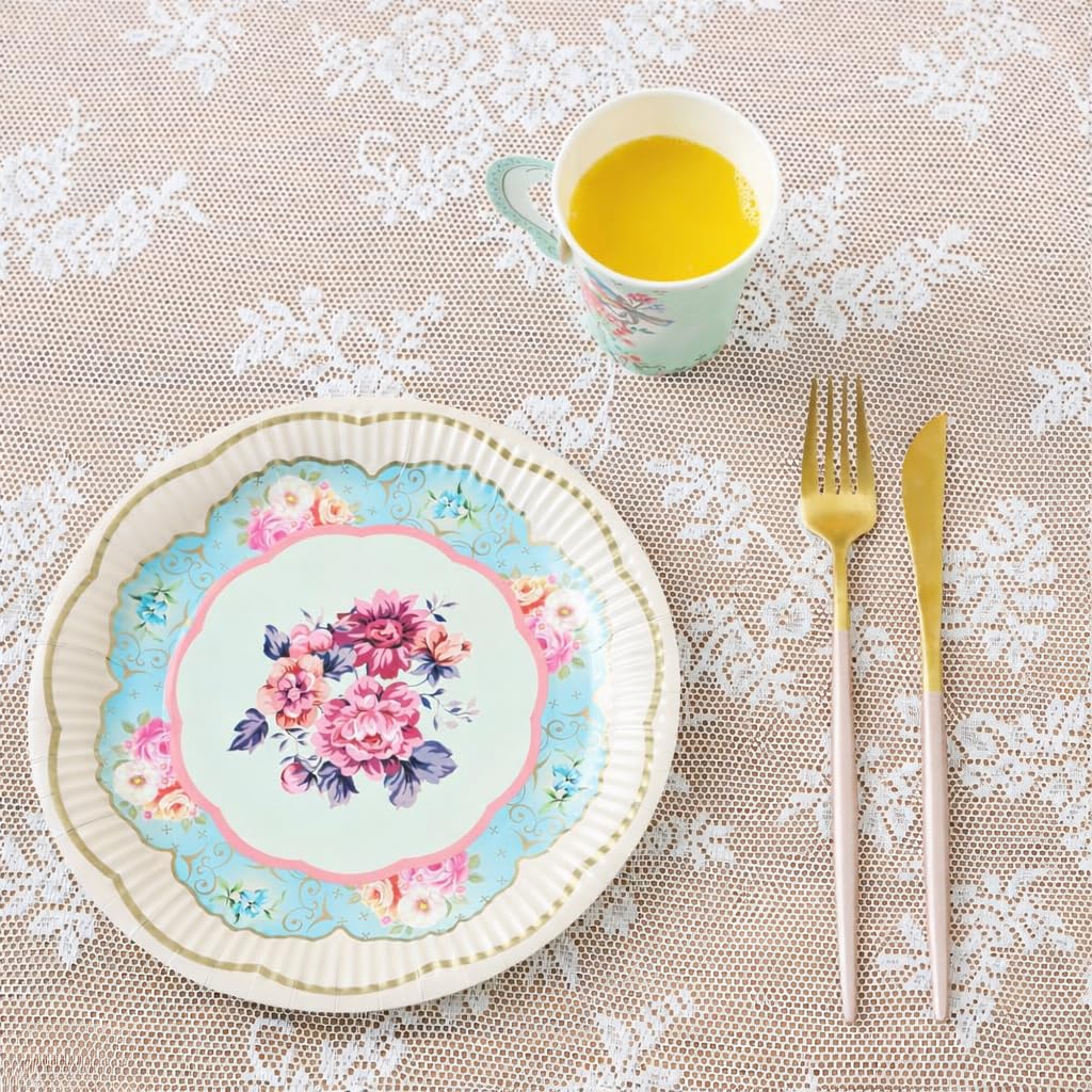 Talking Tables 50pcs Floral Tea Party Decorations - Disposable Paper