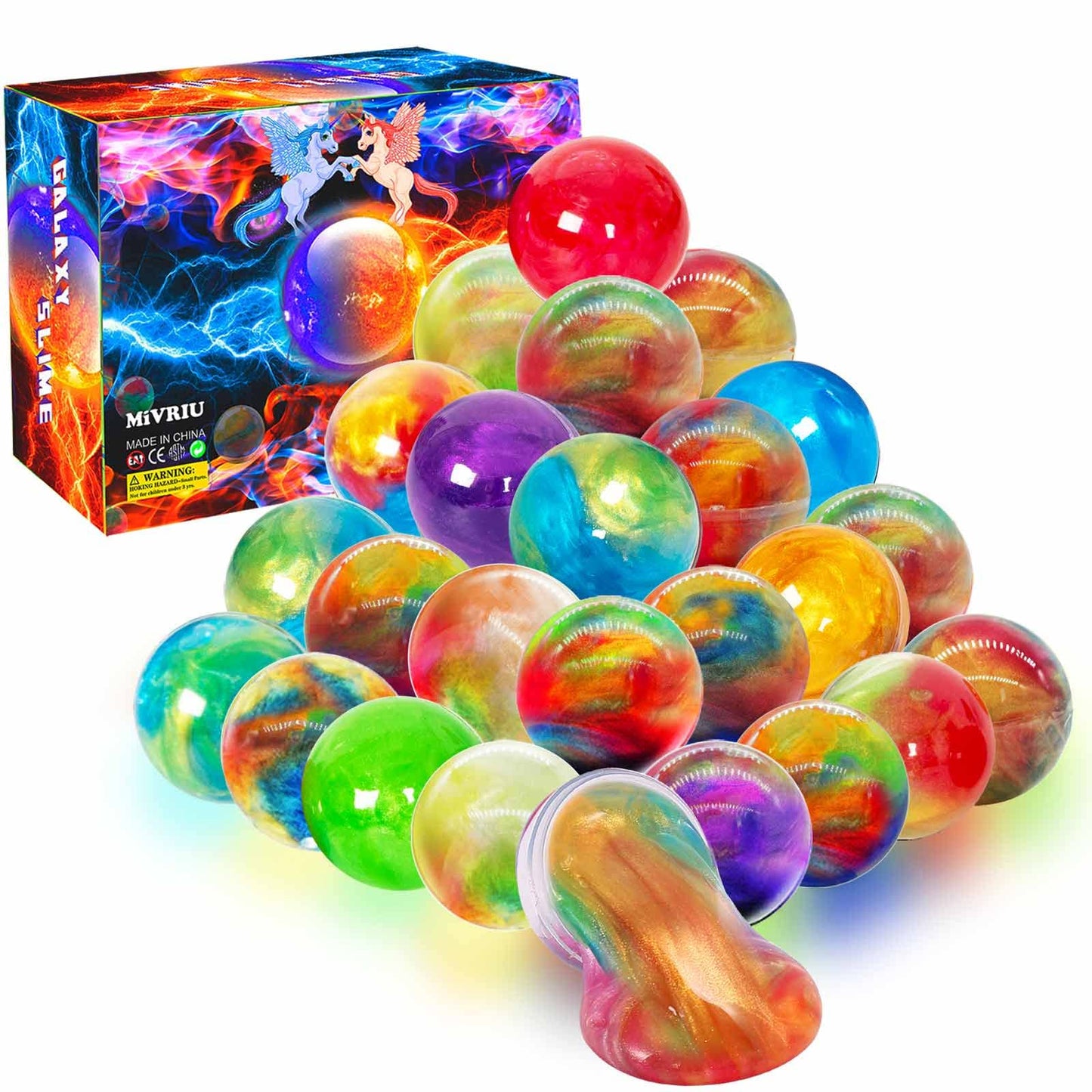Ball Slime Party Favors 24 Pack, Super Soft and Scented Galaxy Slime