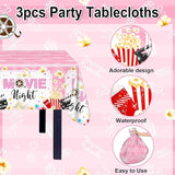 3 pcs Movie Night Decorations Pink Movie Night Tablecloths 108 x 54