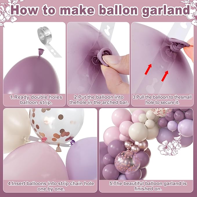 Amandir 173Pcs Dusty Purple Balloon Arch Garland Kit, Double-stuffed