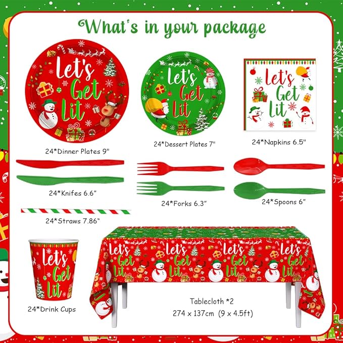 194 Pcs Christmas Party Supplies Decorations Friendsmas Christmas