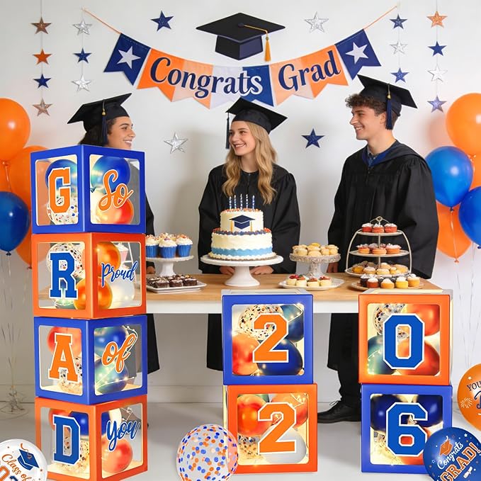 Graduation Decorations Class of 2026 - Orange and Blue Graduation