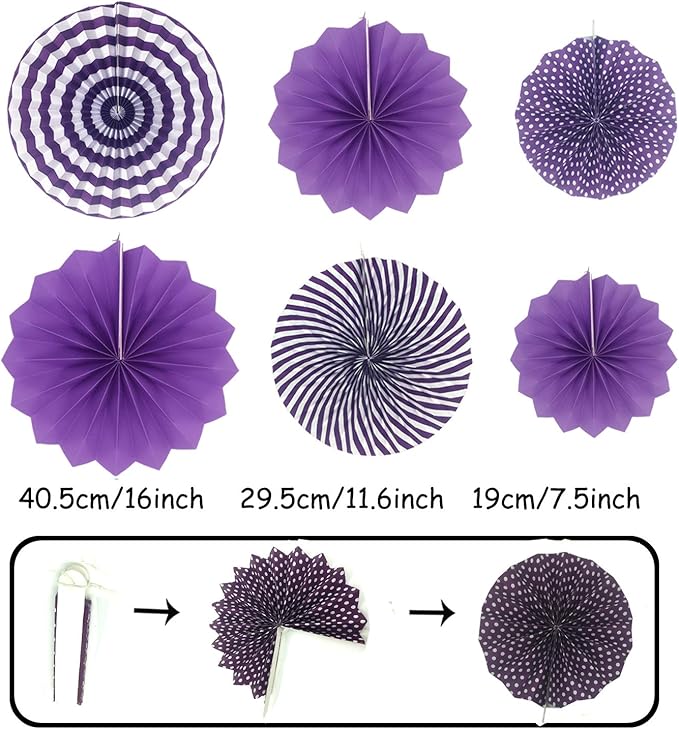 ZERODECO Party Decoration, 21 Pcs Purple and Lavender Hanging Paper