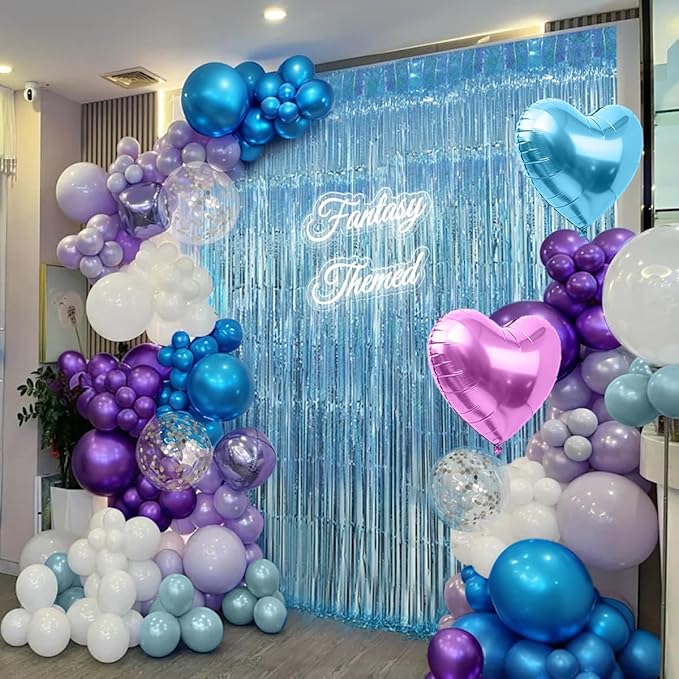 157Pcs Mermaid Party Balloons Garland Arch Kit with Fringe Curtain