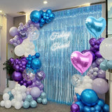 157Pcs Mermaid Party Balloons Garland Arch Kit with Fringe Curtain