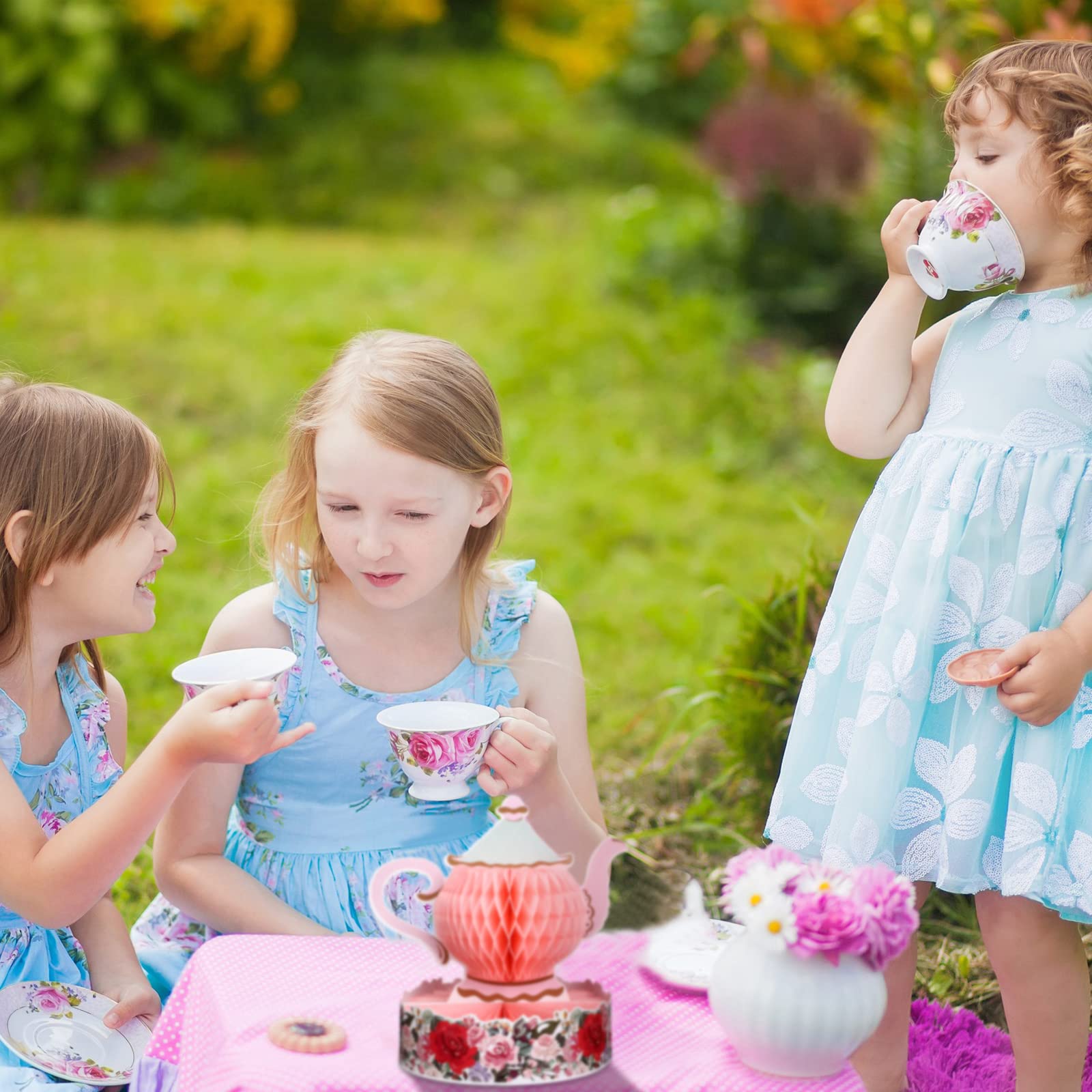 Wettarn 6 Pcs Floral Tea Party Decorations Princess Party Teapot