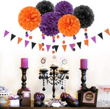 Black Purple Orange Halloween Party Decorations 23pcs Tissue Pom
