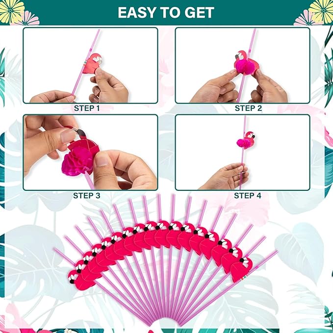 Hawaiian Luau Party Decorations Plates and Napkins Set Flamingo